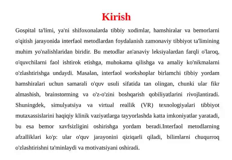 “GOSPITAL TA’LIMDA INTERFAOL METODLARDAN FOYDALANISH IMKONIYATLARI” 4