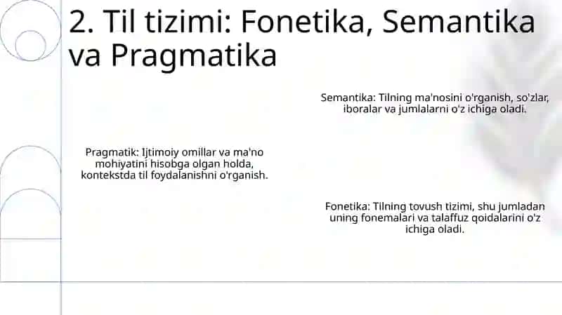 Tilshunoslikdan mavzu: Til qurilishi va tizimi.Til va nutq 4