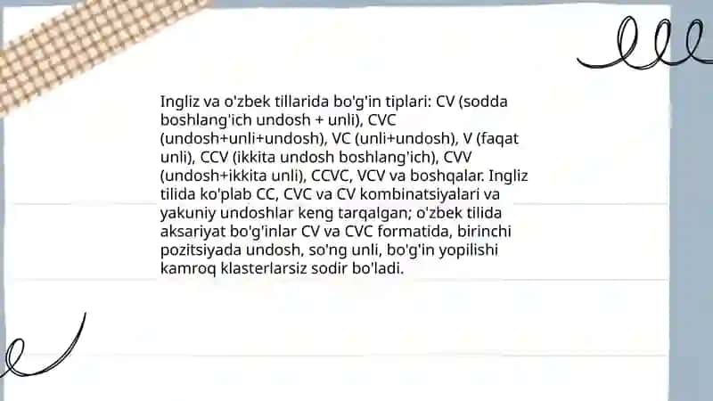 Ingiliz va o'zbek tillaridagi bo'g'in strukturasining tuzulishi 4