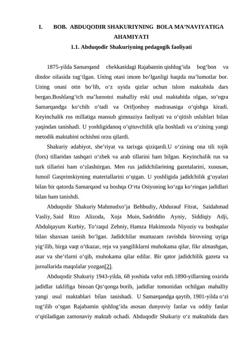 Abduqodir Shakuriyning ta’lim tarbiyani rivojlantirishda tutgan o‘rni 4