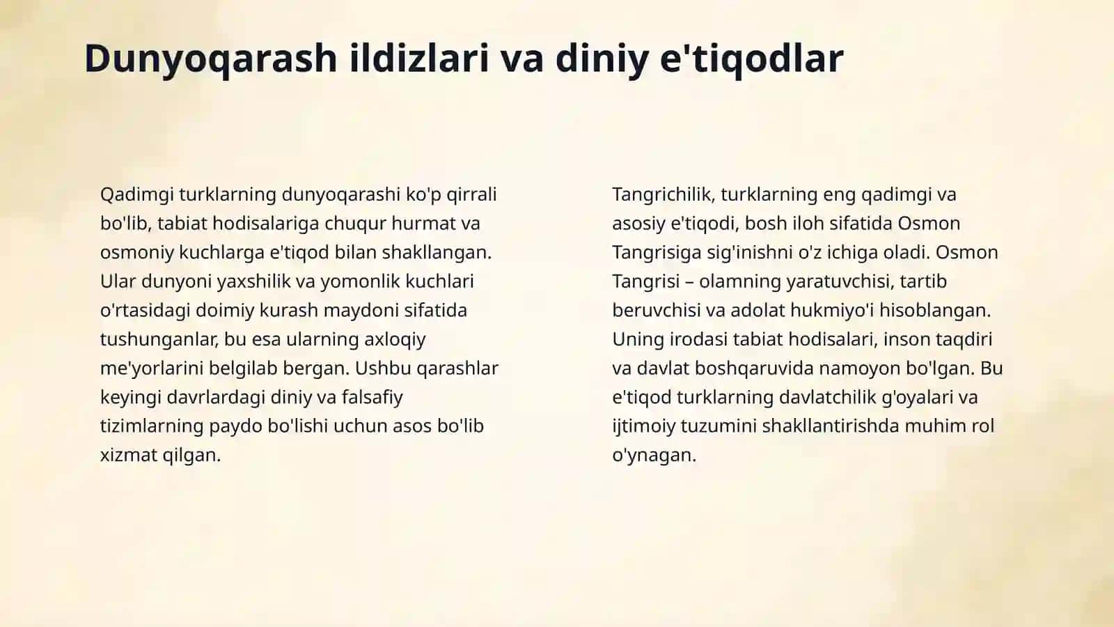 10-mavzu. Turk xoqonligida diniy e’tiqod va madaniy hayot (4 soat) 4