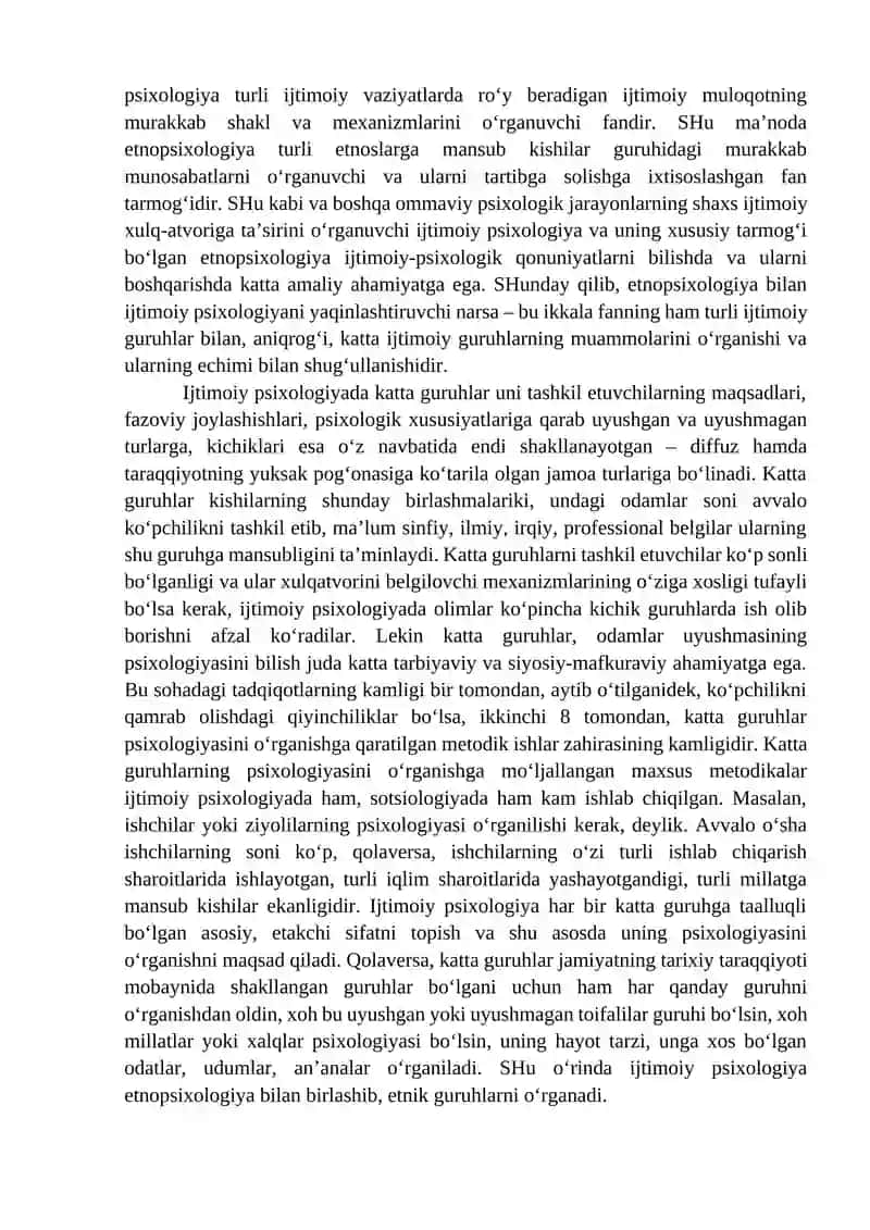 Etnopsixologiya fanining predmeti, vazifalari va metodlari. 4