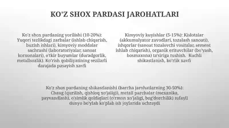 Ko'zning shox pardasining kasbiy zararlanishi va uning profilaktikasi 4
