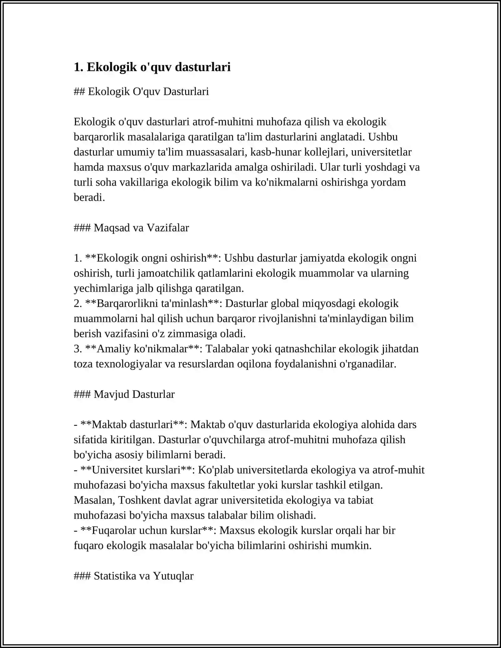 Ekologik O'quv Dasturlari 4
