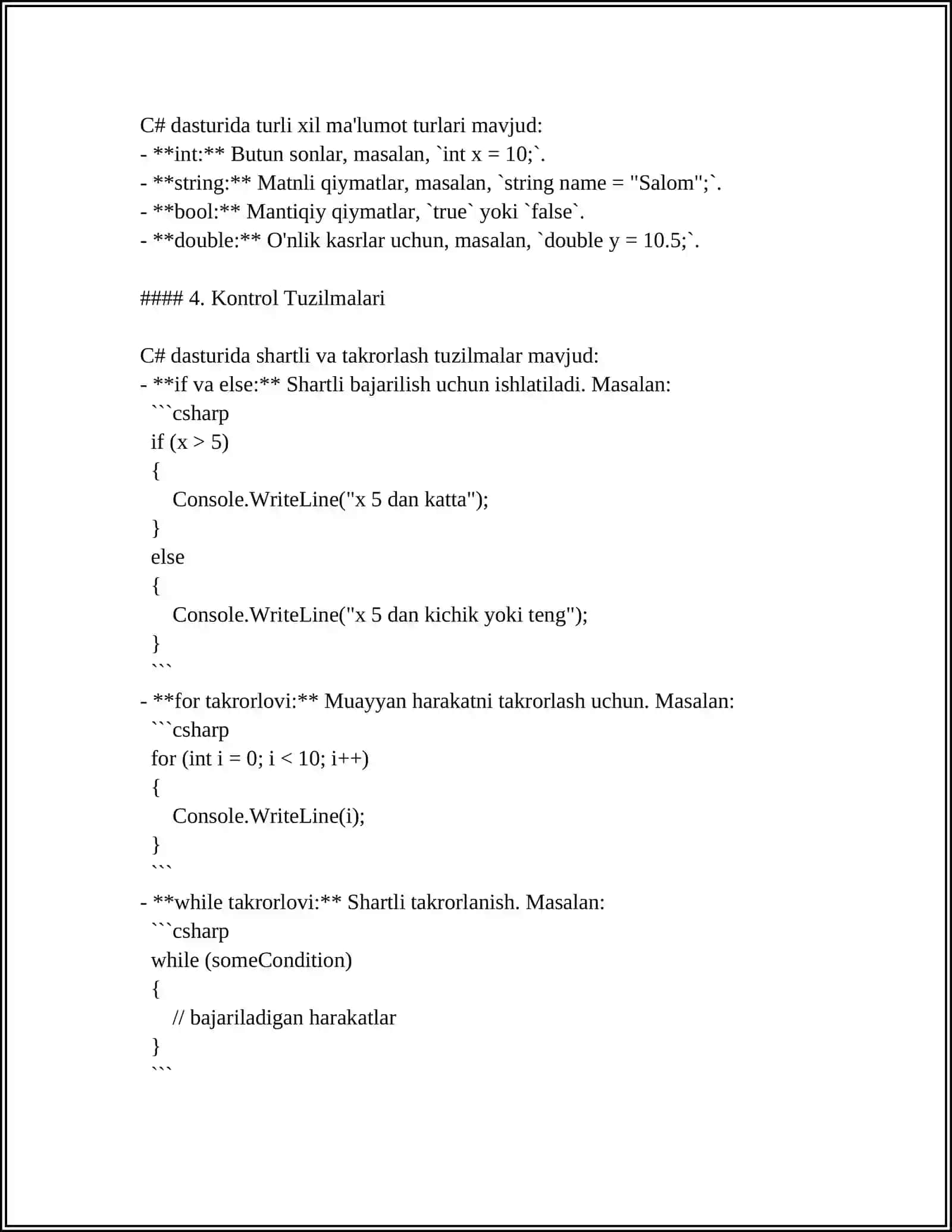 C# DASTURI 4