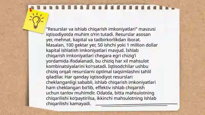 Ishlab chiqarish imkoniyatlari tushunchasi 4