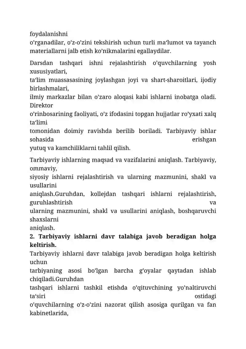 Sinfdan va maktabdan tashqari tarbiyaviy ishlarning maqsadi va vazifalari 4