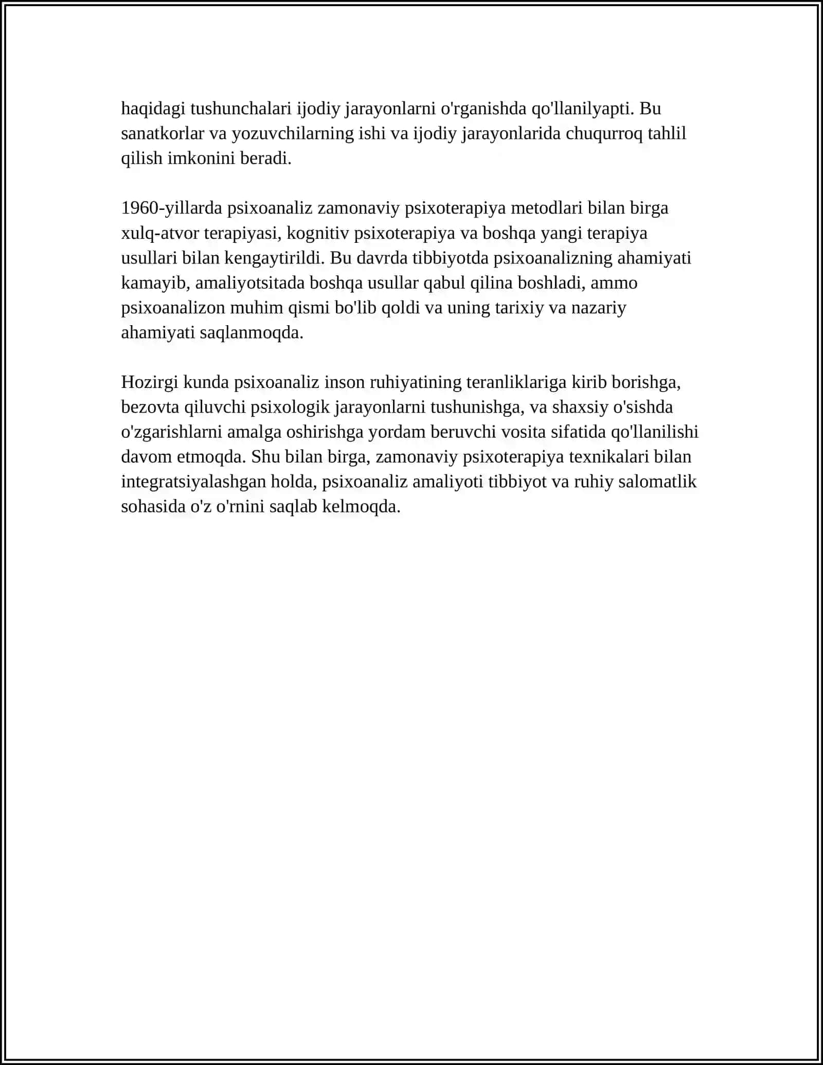 PSIXOANALIZ TA'LIMOTI VA UNING TIBBIYOTDAGI O'RNI 4