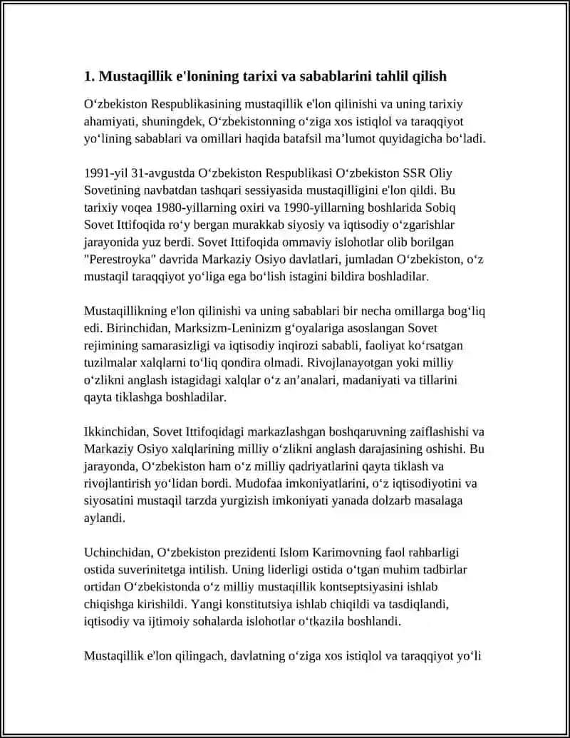 MUSTAQIL OʻZBEKISTON RESPUBLIKASI TASHKIL TOPISHINING TARIXIY AHAMIYATI 4