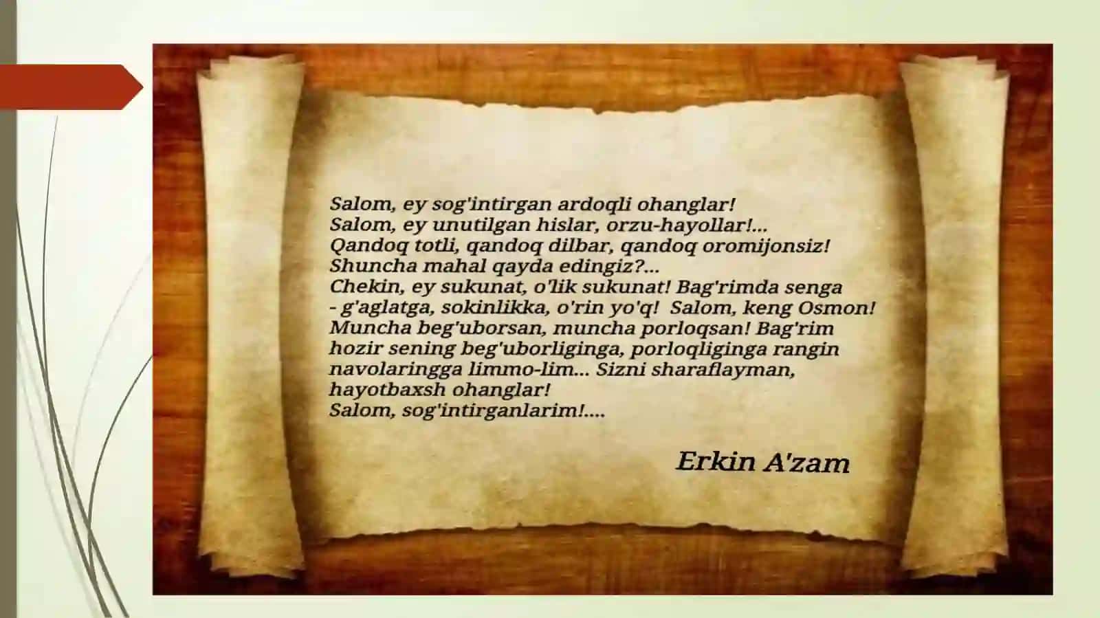 11-sinf Adabiyot fanidan Erkin A'zam hayoti va ijodi dars ishlanm 4