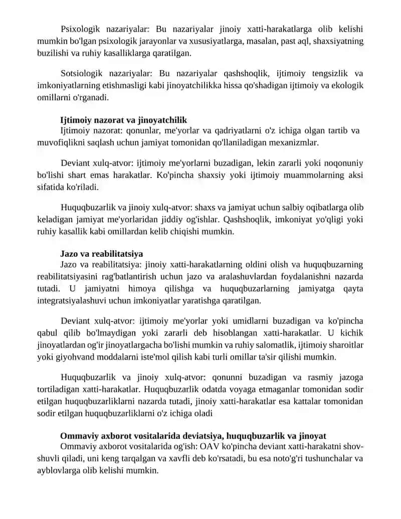 Deviant, Delinkvent Va Kriminal Xatti Harakatlar 4