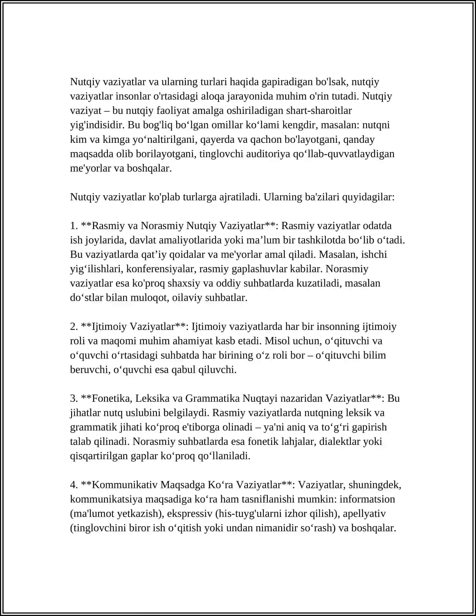 TA'LIM BOSQICHLARIDA GAP VA UNING TURLARINI NUTQIY VAZIYATLAR ORQAL IOSHIRISH USULLARI 2024-2025-o'quv yili 4
