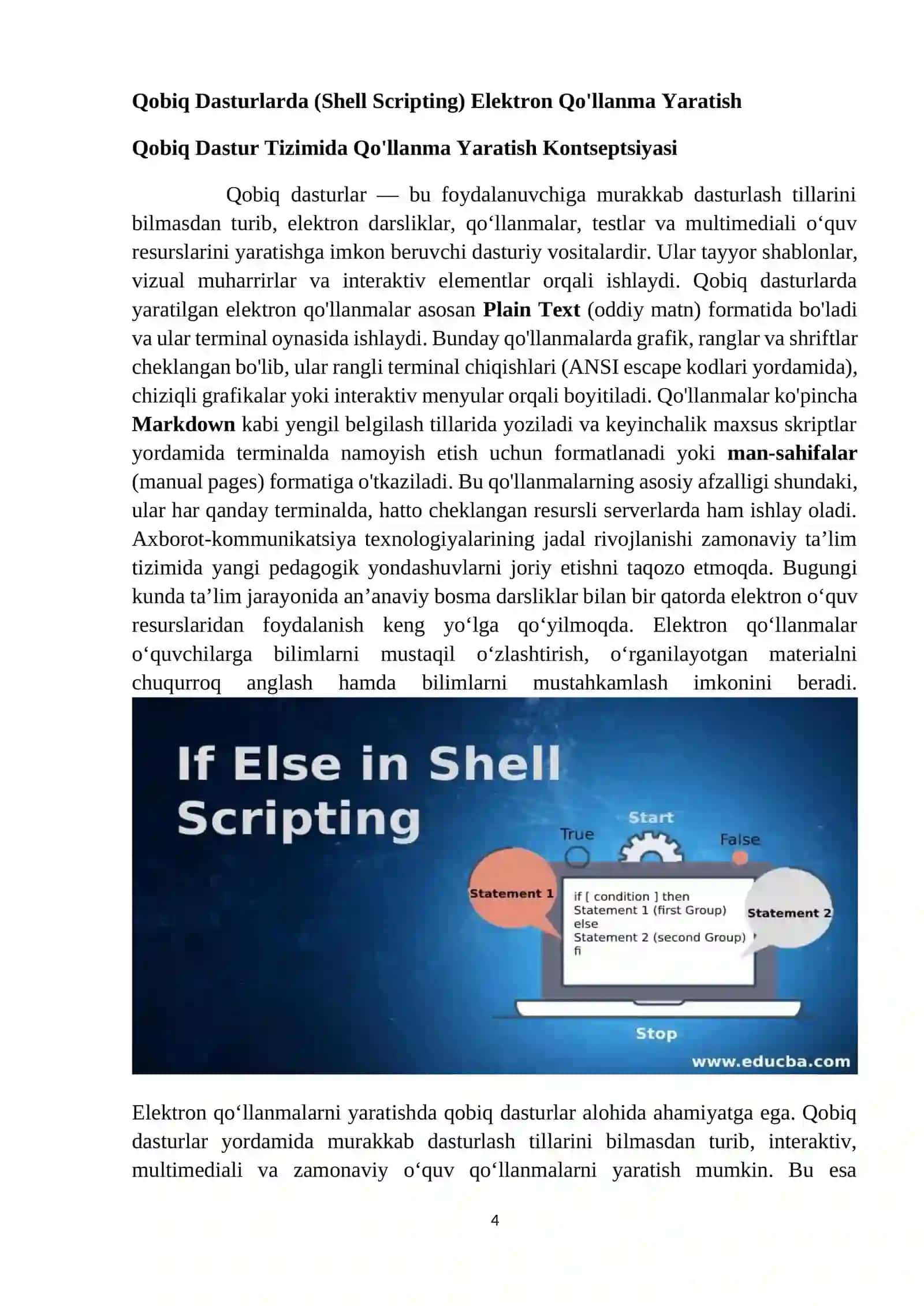 Qobiq Dasturlarda (Shell Scripting) Elektron Qo'llanma Yaratish 4