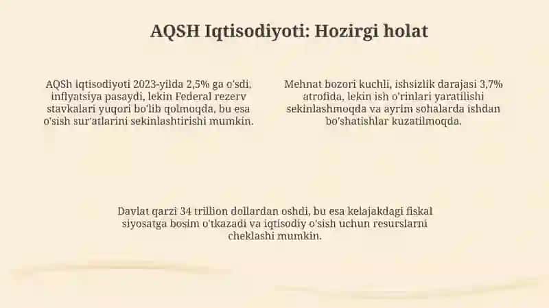 AQSH haqida ma'lumot va iqtisodiyotlari va 2025-yildagi holatlari. 4
