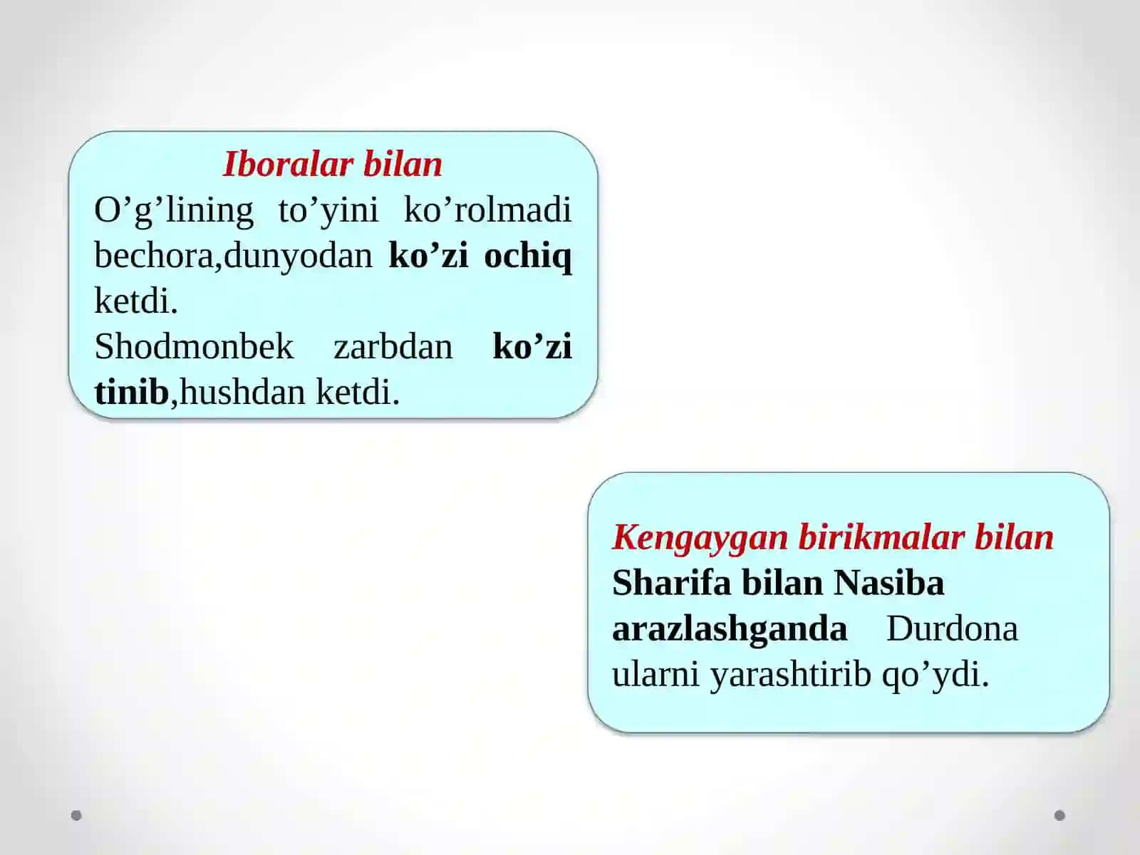 Ikkinchi darajali bo'laklar. Hol va uning ifodalashishi 4