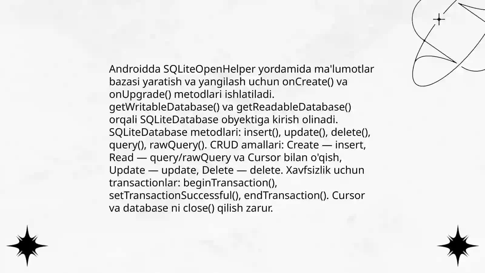 Mobil ilovalarda local ma'lumotlar bazalari (SQLite) 4