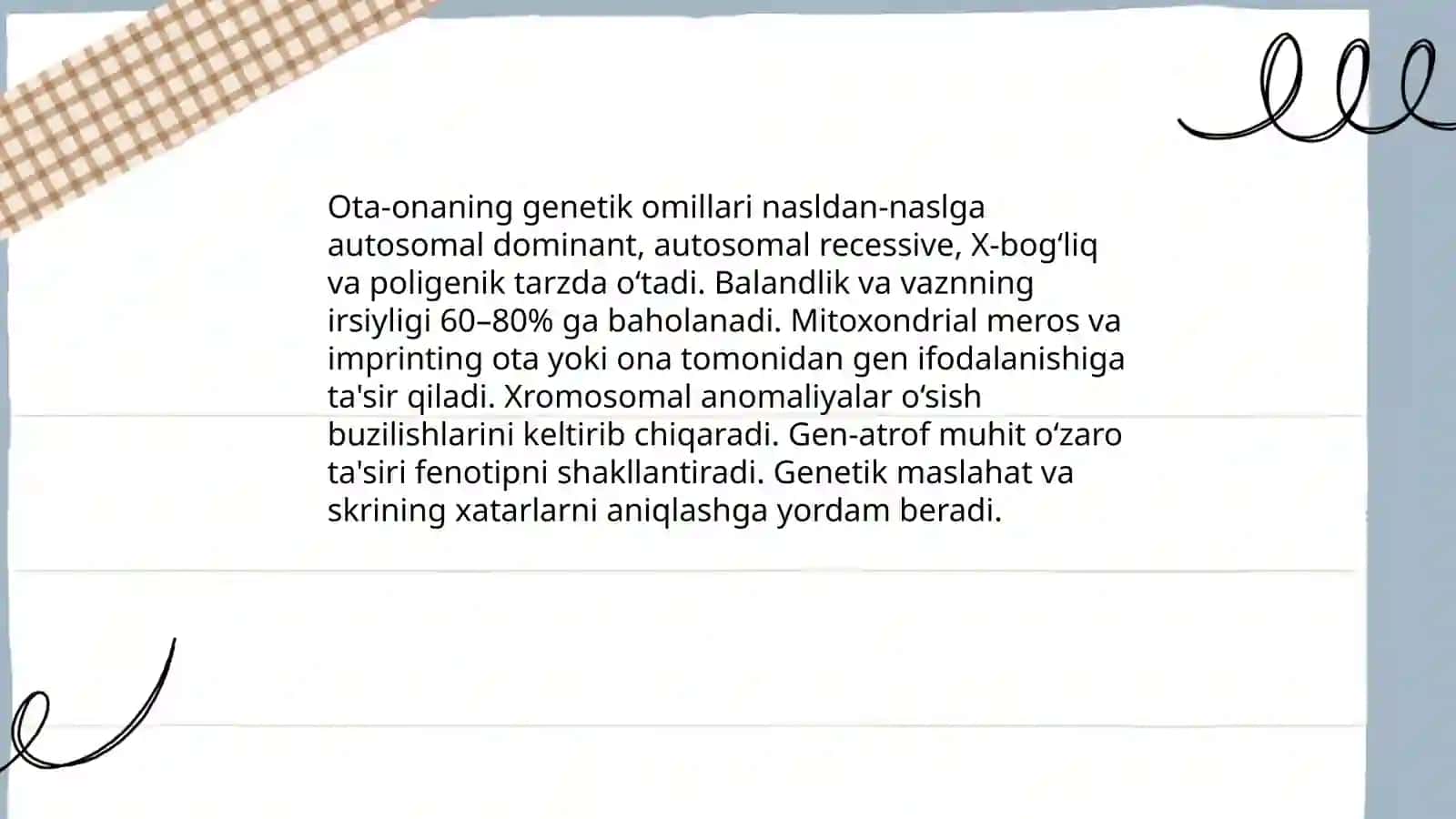 Bolalarning o'sishini belgilovchi omillar (genetik, atrof-muhit, endokrin va asab tizimining roli) 4