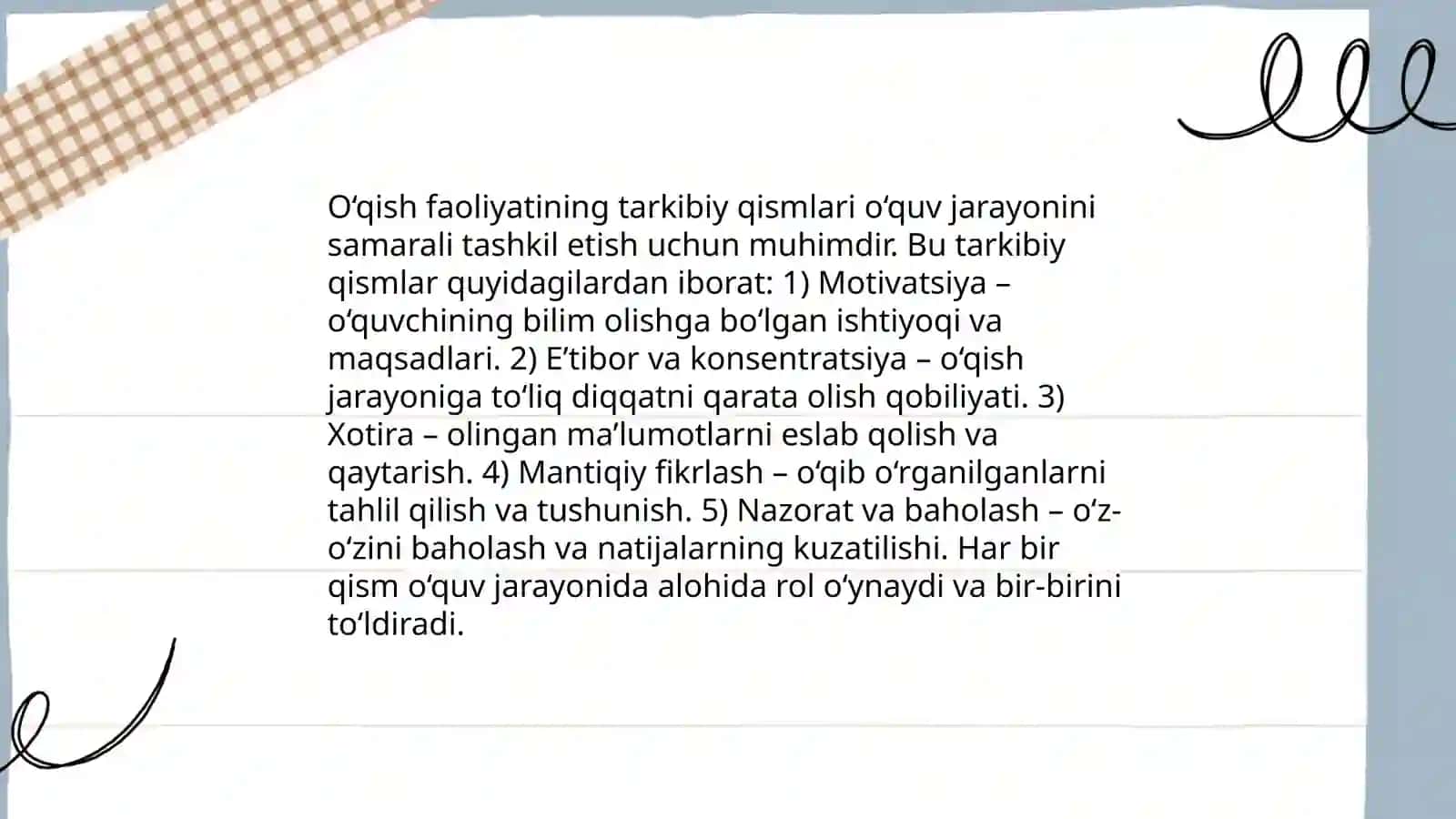 Talabada o‘qish faoliyati, uning komponentlari va psixologik xususiyatlari 4