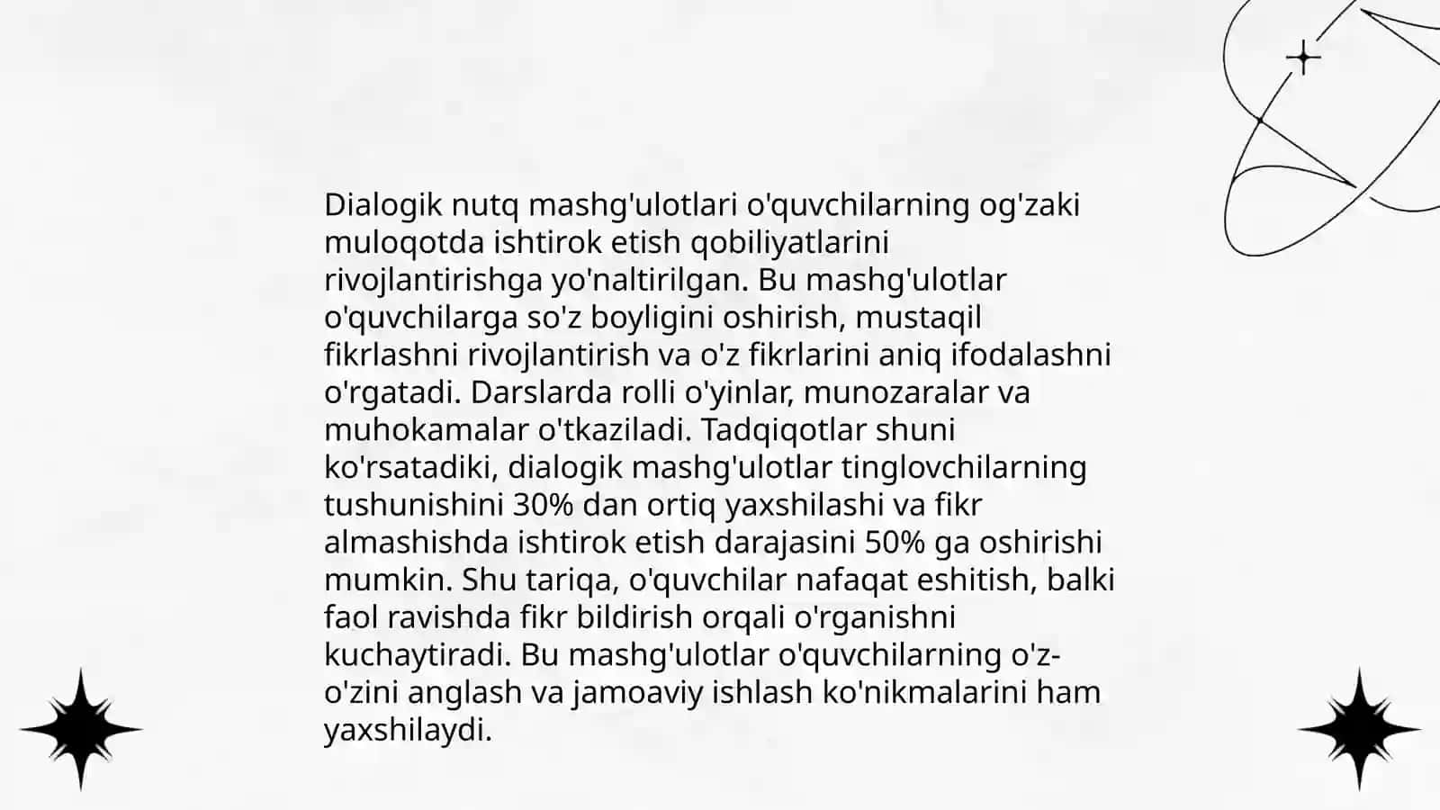 Duduqlanuvchi bolalar bilan olib boriladigan logopedik mashg'ulotlarda nutq turlaridan foydalanish xususiyatlari 4
