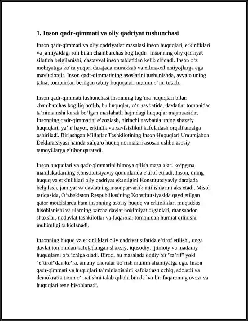 INSON, UNING HUQUQ VA ERKINLIKLARI OLIY QADRIYAT 4