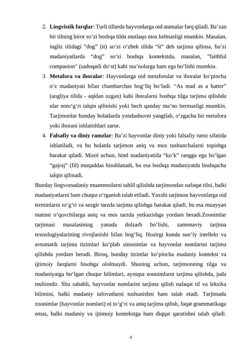Badiiy Tarjimada Zoonimlarni qayta yaratishning lingvomadaniy muammosi 4