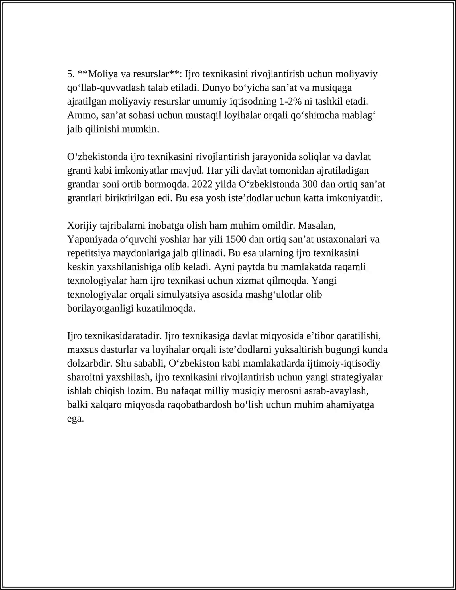 CHOLG'U IJROCHILIK MAHORATINI O'STIRISH USULLARINI O'RGANING 4