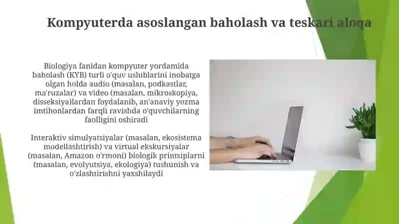 Biologiyani o'qitishda audio vidyo va kompyuter vositalaridan foydalanish 4