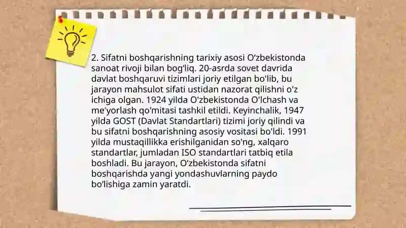 Mahsulot sifatni boshqarish haqida tushunchalarning rivojlanish tarixi 4