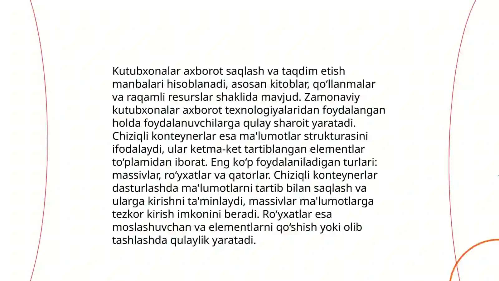 Chiziqli konteynerlarning yaratilishi va ulardi qo‘llash 4