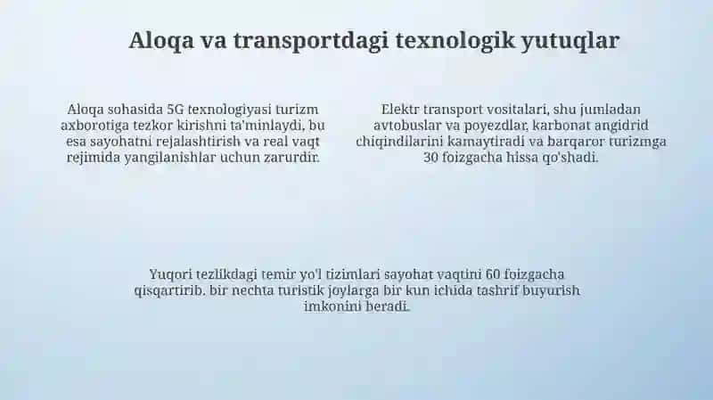Turizmda texnika va texnologiyalarning rivojlanishi 4