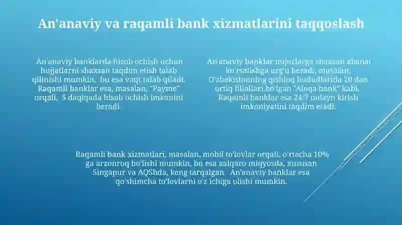 Ananaviy banklar va raqamli banklar xizmatlari 4