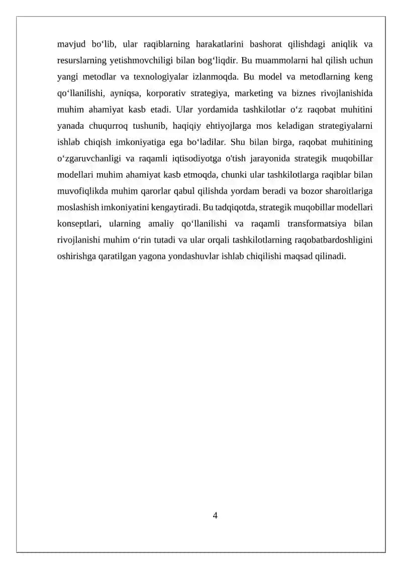 STRATEGIK MUQOBILLAR MODELI 4