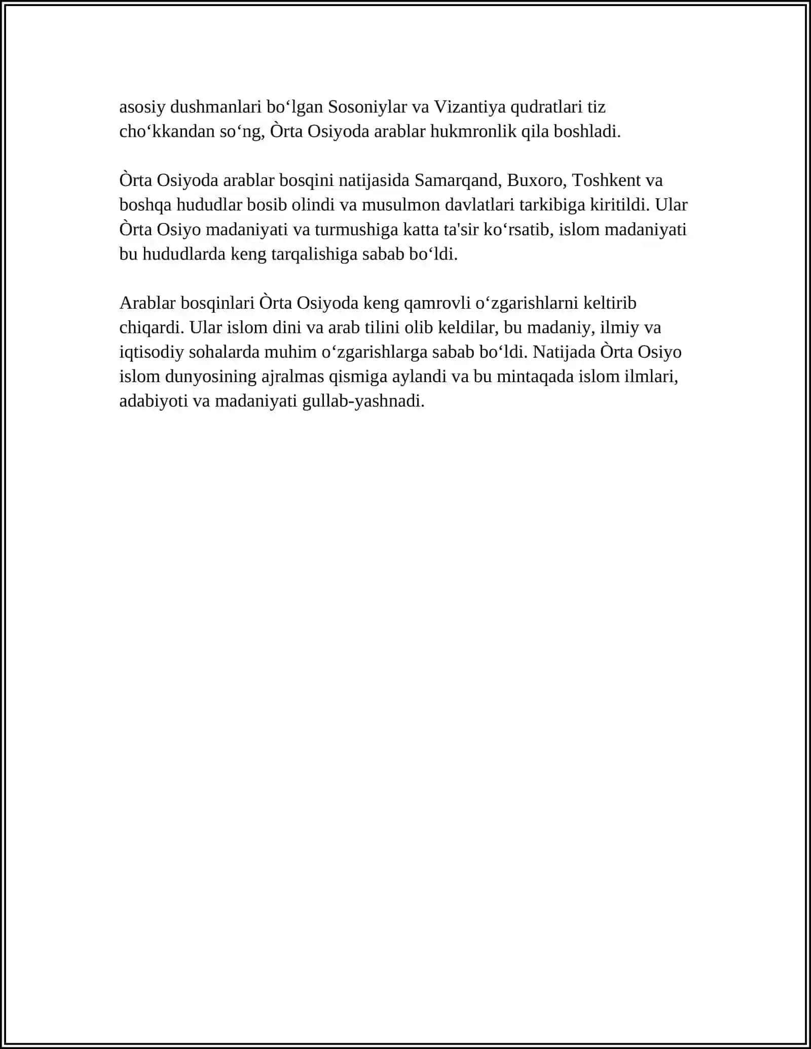 ÒRTA OSIYOGA ARABLAR BOSQINI 4
