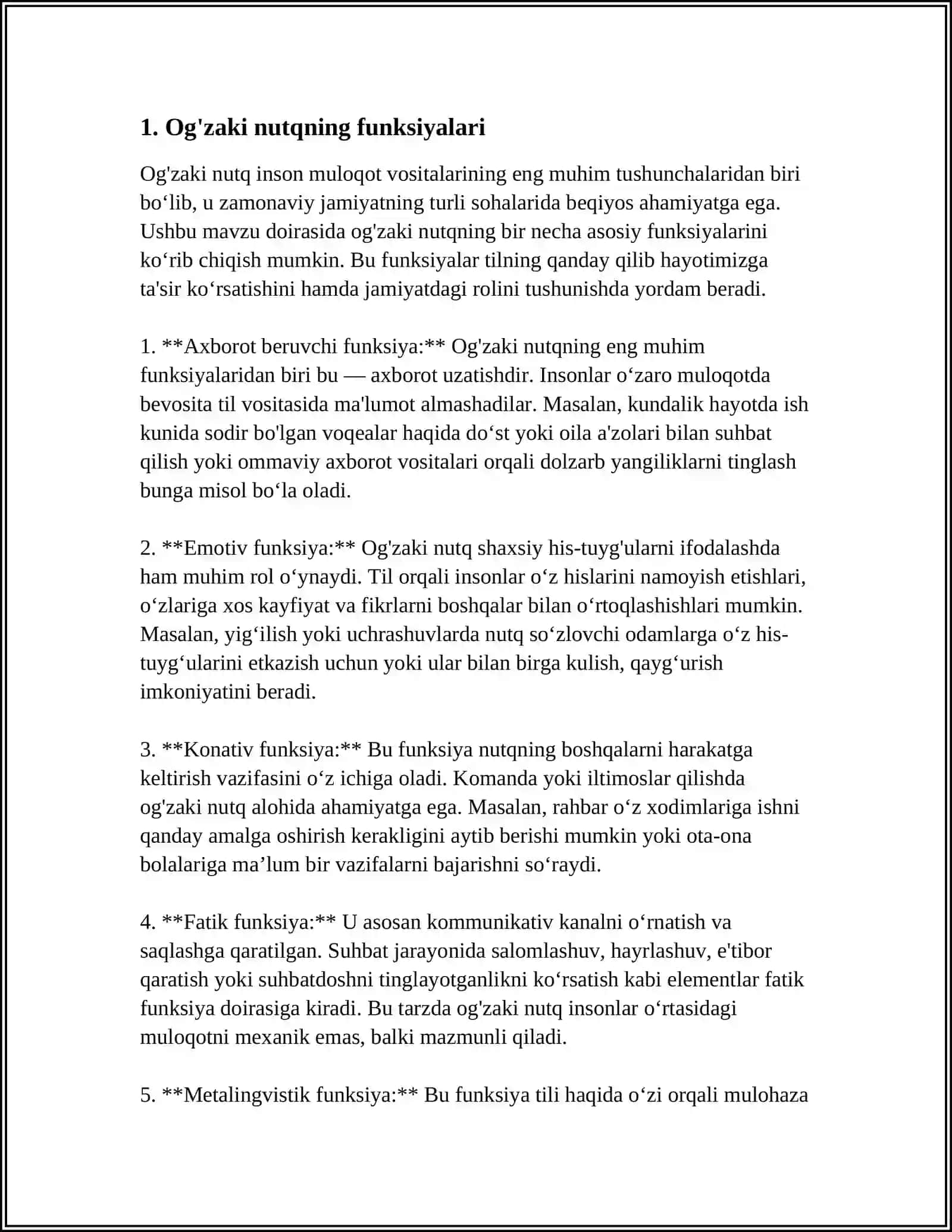 OʻZBEK TILIDA OG'ZAKI VA YOZMA ADABIY NUTQ ME'YORLARI 4