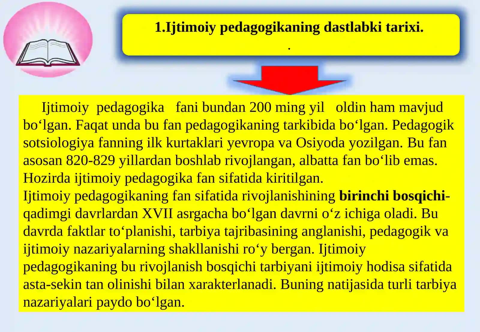 O‘zbekistondaijtimoiy pedagogikaning paydo bo‘lishi madaniy-tarixiy, ijtimoiy-xuquqiy shart-sharoitlari 4