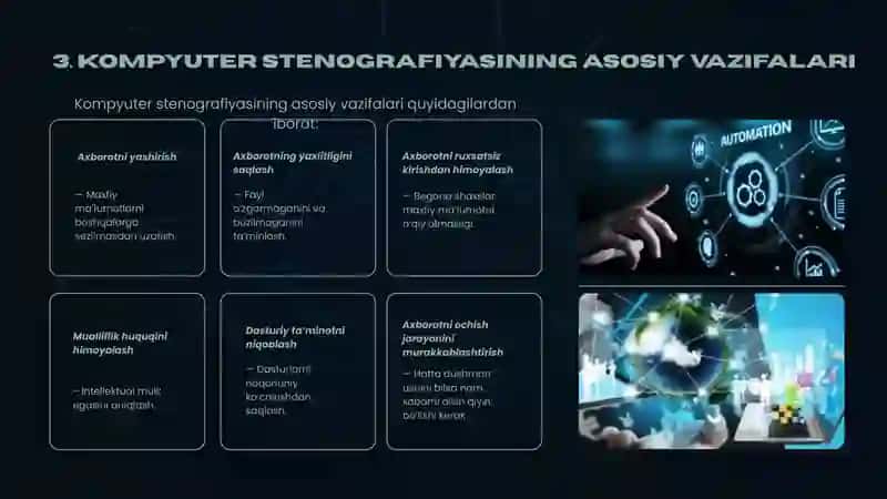 Kompyuter stenografiyasining asosiy vazifalari 4