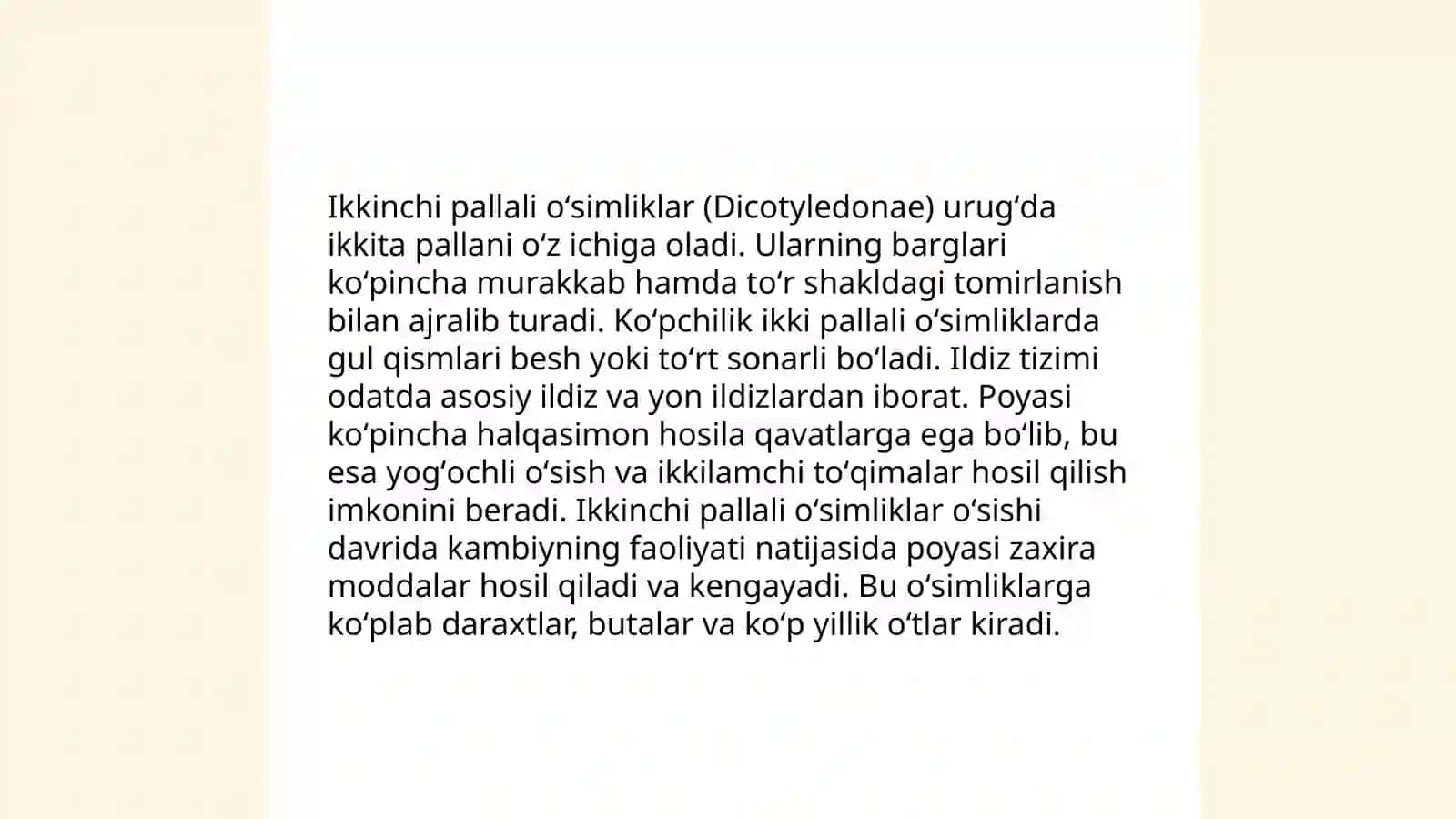 Mevalarning tuzulishini oʻrganish bir va ikki pallali oʻsimliklarning uzunligi tuzulishini oʻrganish 4