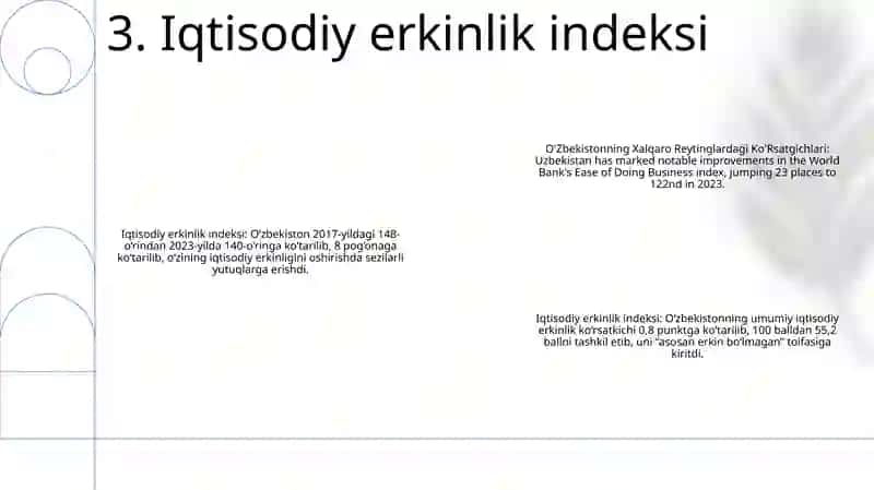 O'zbekistonning Xalqaro Reytinglardagi Ko'Rsatgichlari 4