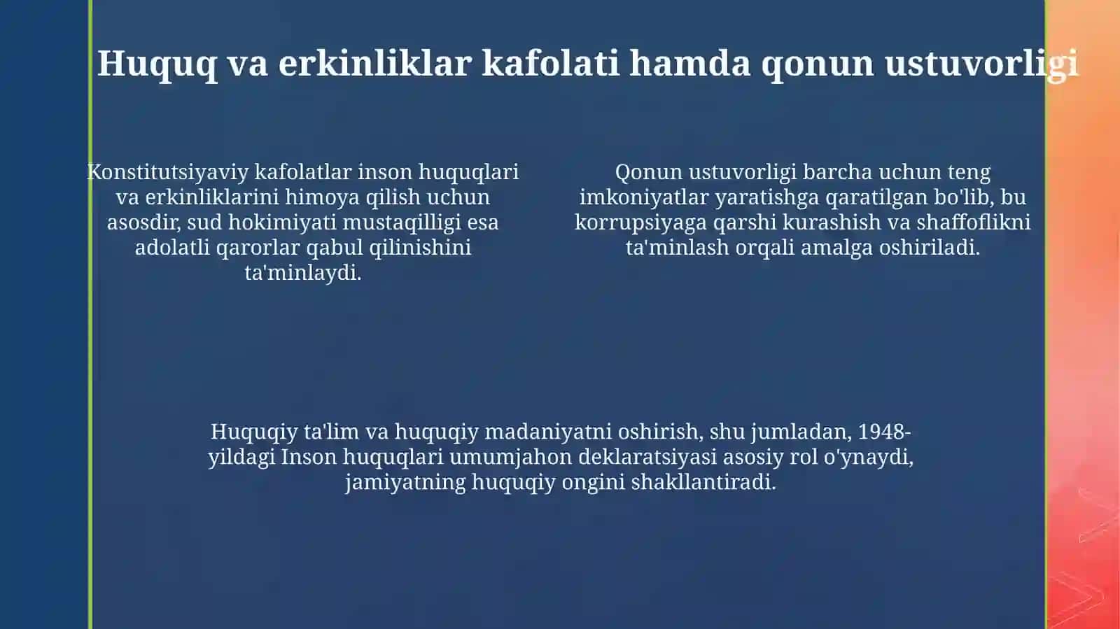 Inson qadr-qimmatini yuksaltirish: asosiy tamoyillar va yo'nalishlar 4
