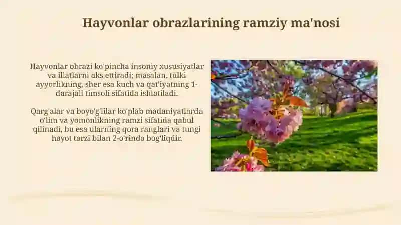Adabiyotshunoslikda tabiat, jonzod va o‘simliklar obrazlari 4