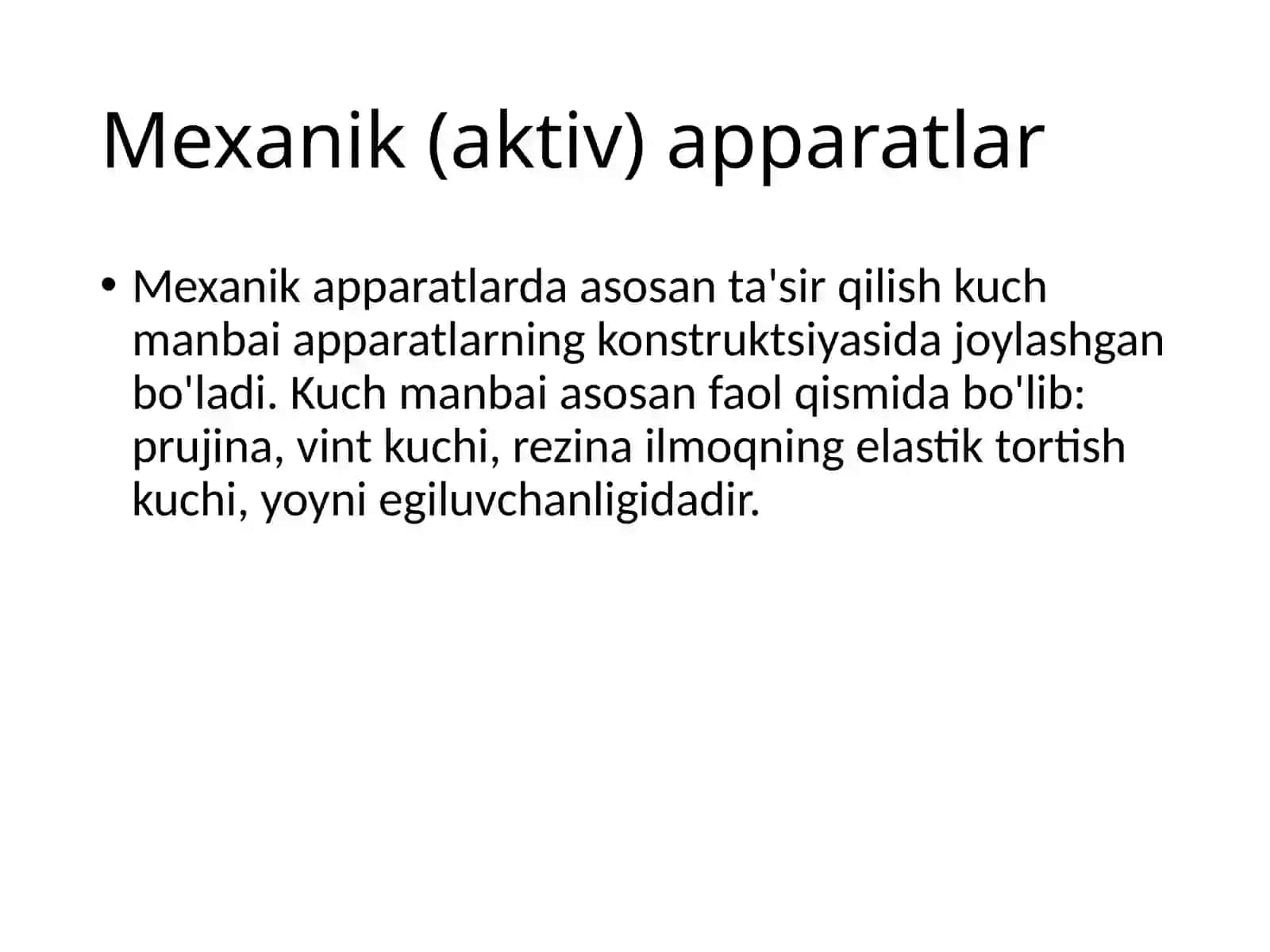 Ortodontik apparatlar tasniflari. Mexanik ta'sir qiluvchi ortodontik apparatlar 4