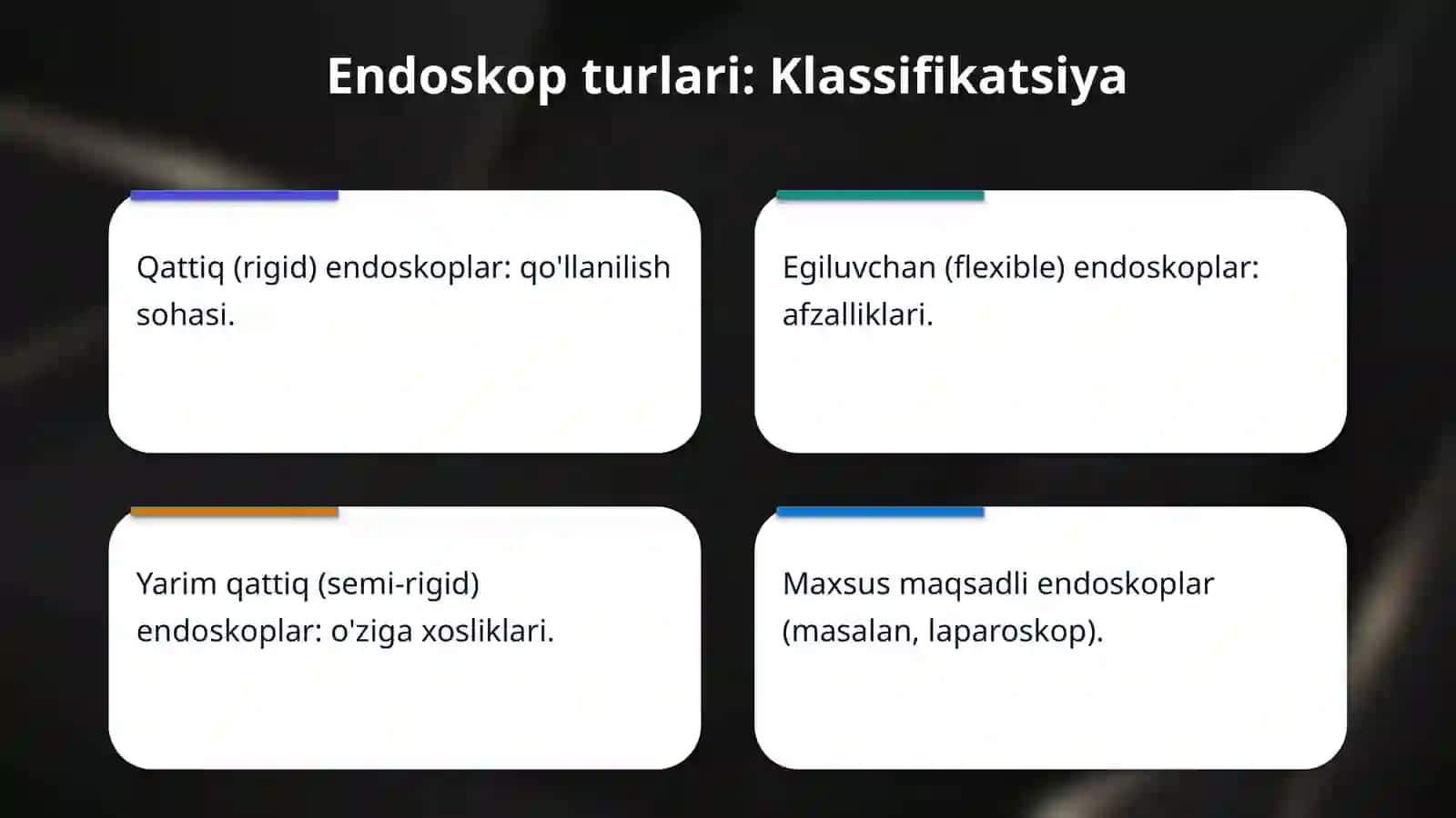 Endoskoplarning turlari, tuzilishi va ishlash prinsipi. 4