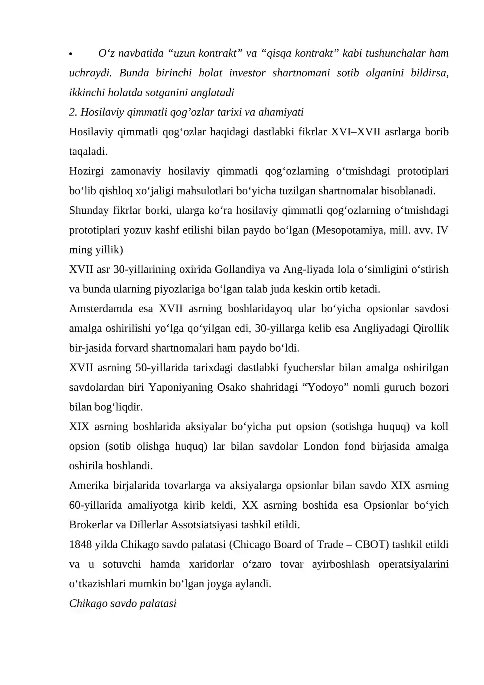 Hosilaviy qimmatli qog'ozlar (derivativlar) 4