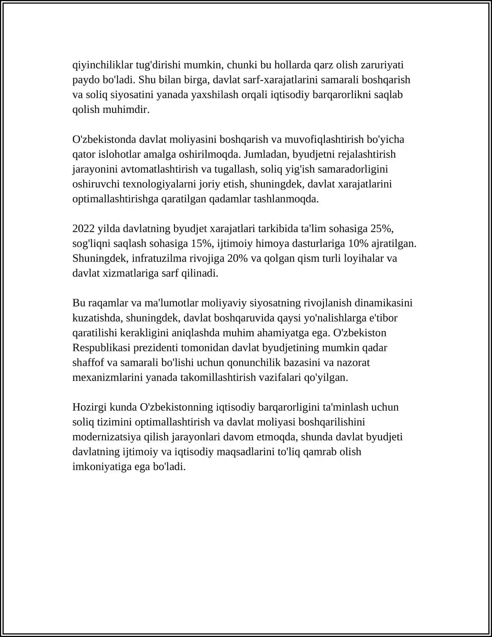 DAVLAT VA KREDITLAR BILAN HISOBLASHISHLAR HISOBI 4