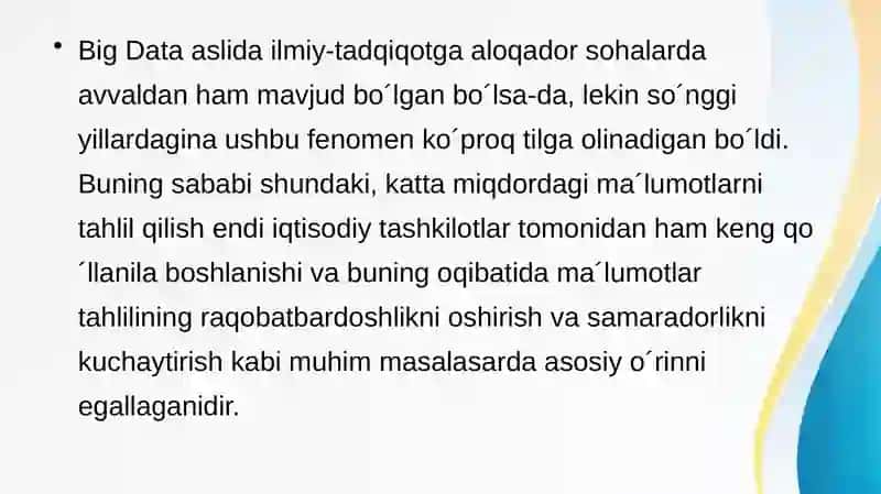 Kattama’lumotlarniboshqarishturkumlari 4