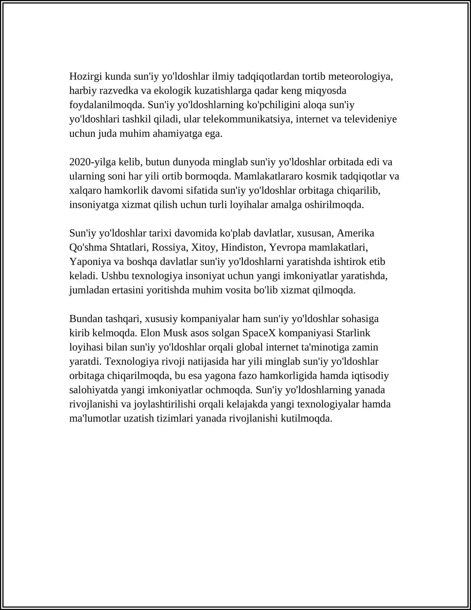 SUN'IY YO'LDOSHLAR 4