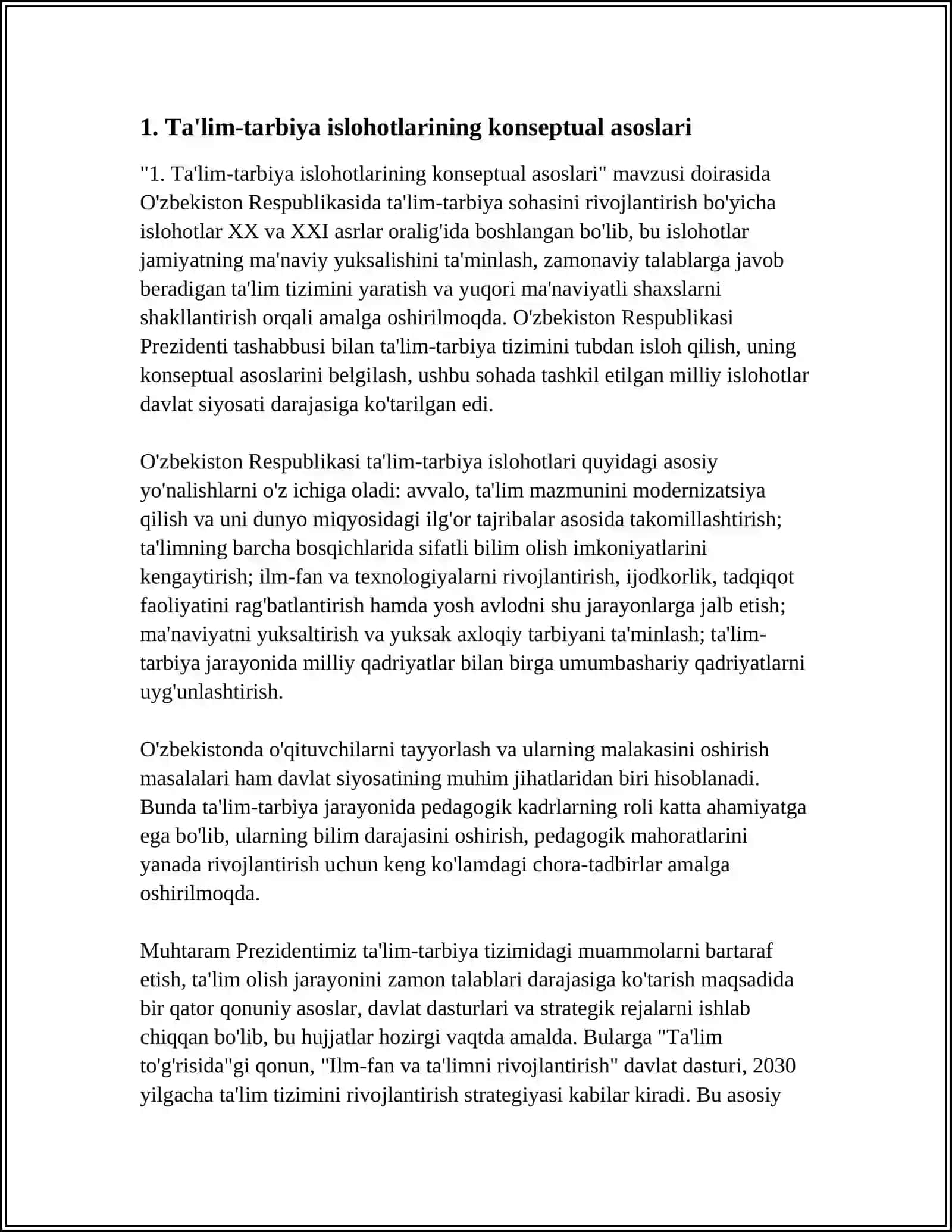 O'ZBEKISTON RESPUBLIKASI RIVOJINING YANGI BOSQICHIDA TA'LIM-TARBIYA ISLOHOTLARI 4