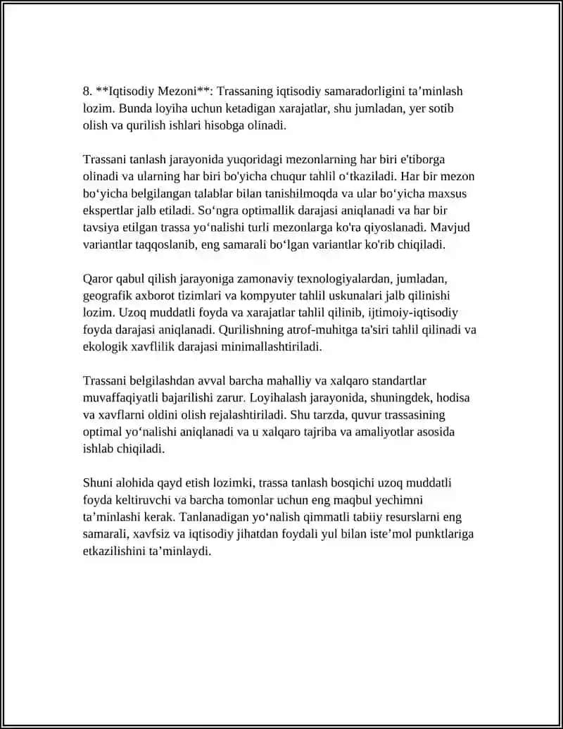 NEFT VA GAZDA OPTIMAL TRASSANI QURISHDA ASOSIY MA’LUMOTLAR 4