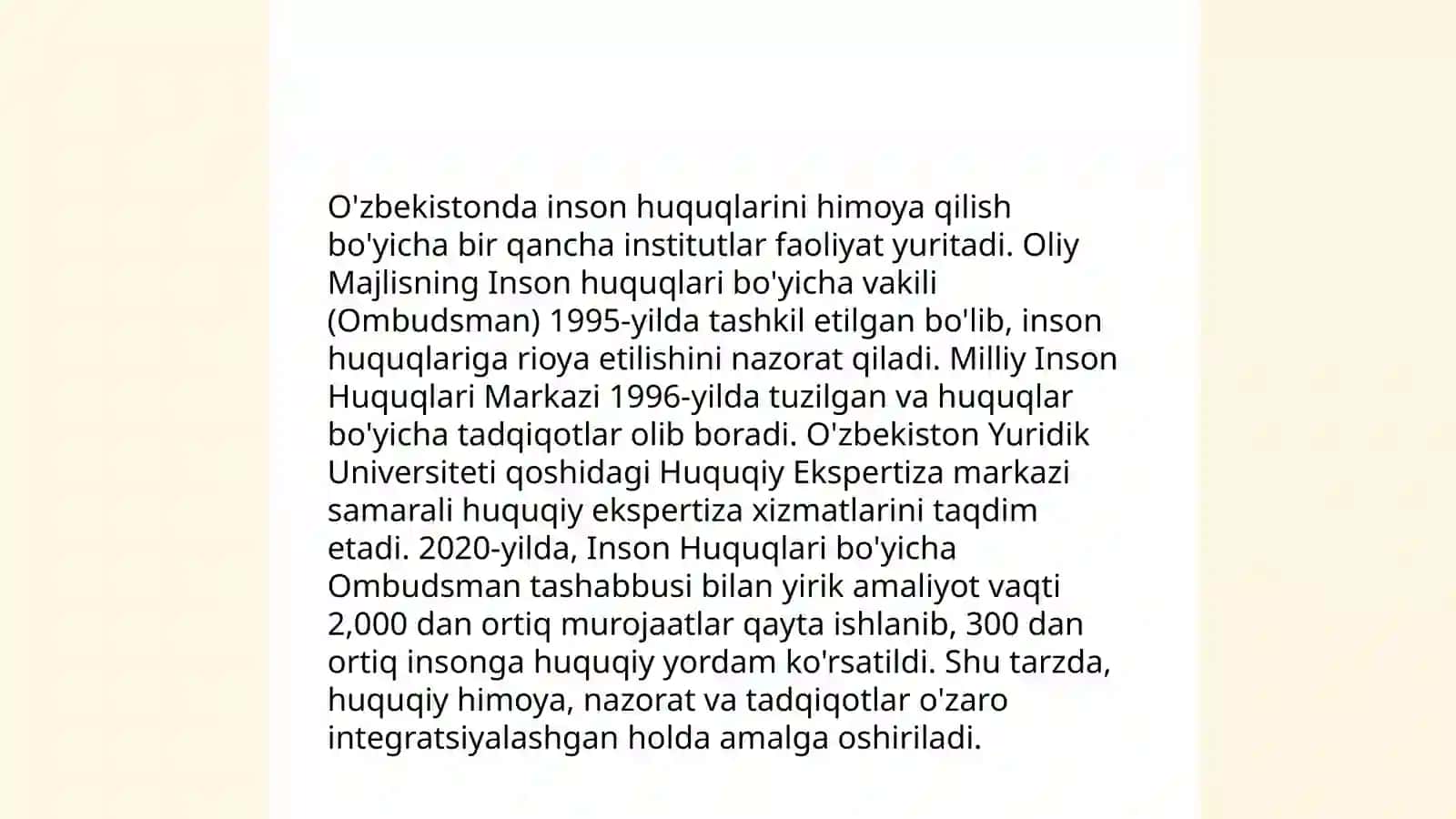 O'zbekistonda inson huquqlari va erkinliklari kafolatining yaratilishi 4