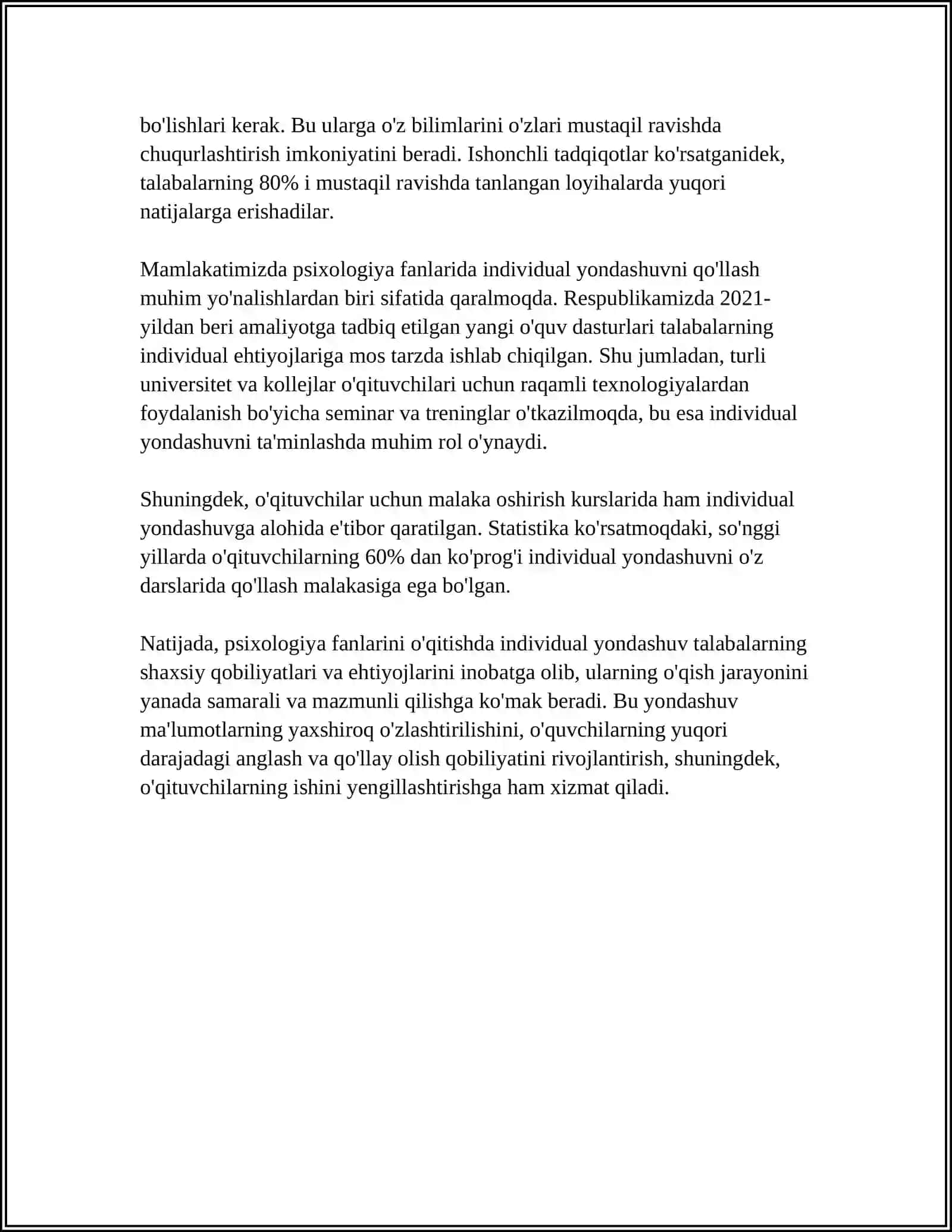 PSIXOLOGIYA FANLARINI O'QITISH TAMOYILLARI 4
